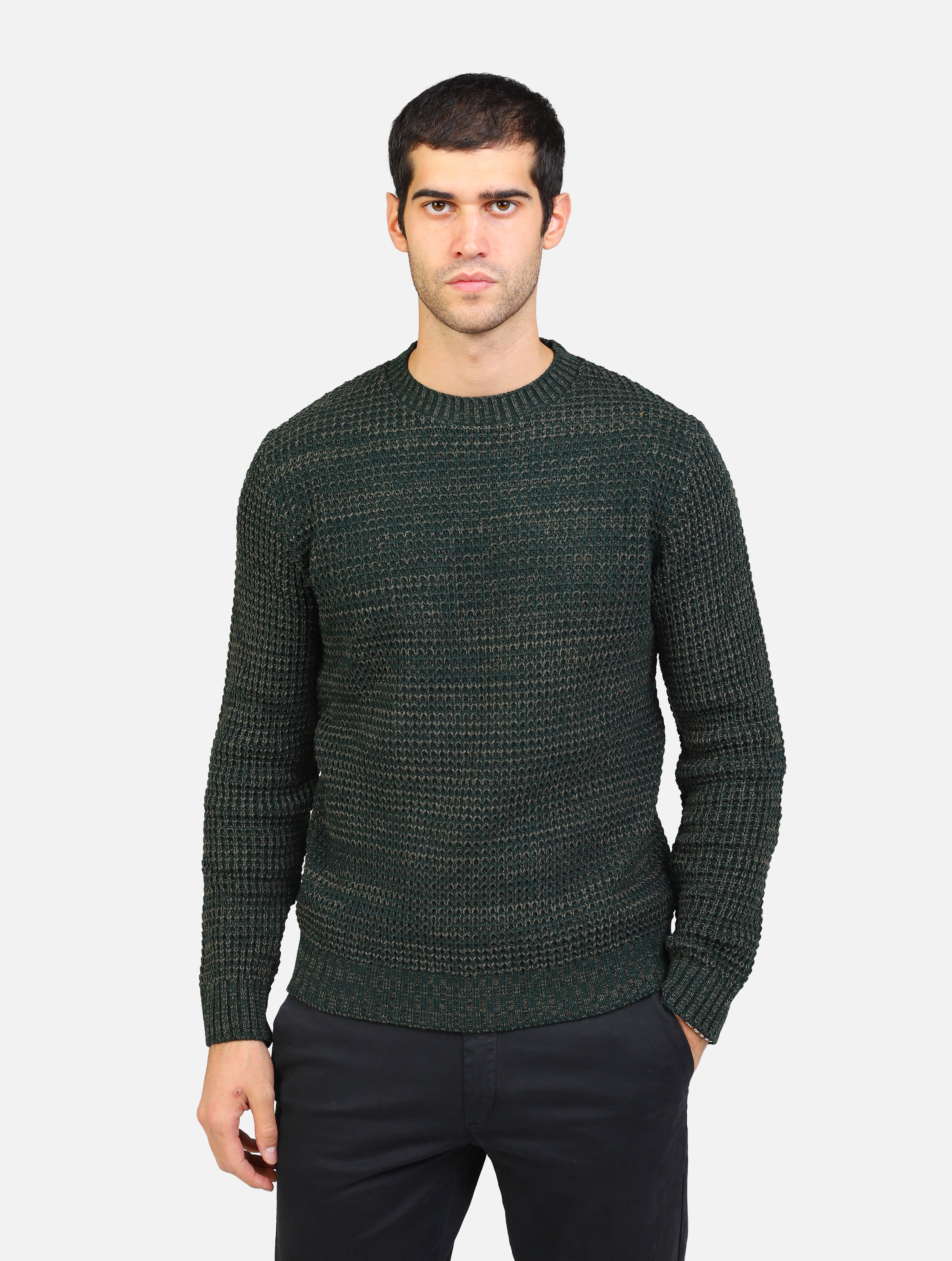 Maglione perlato con toppe verde uomo 