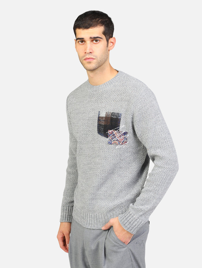 maglione punto riso con patch