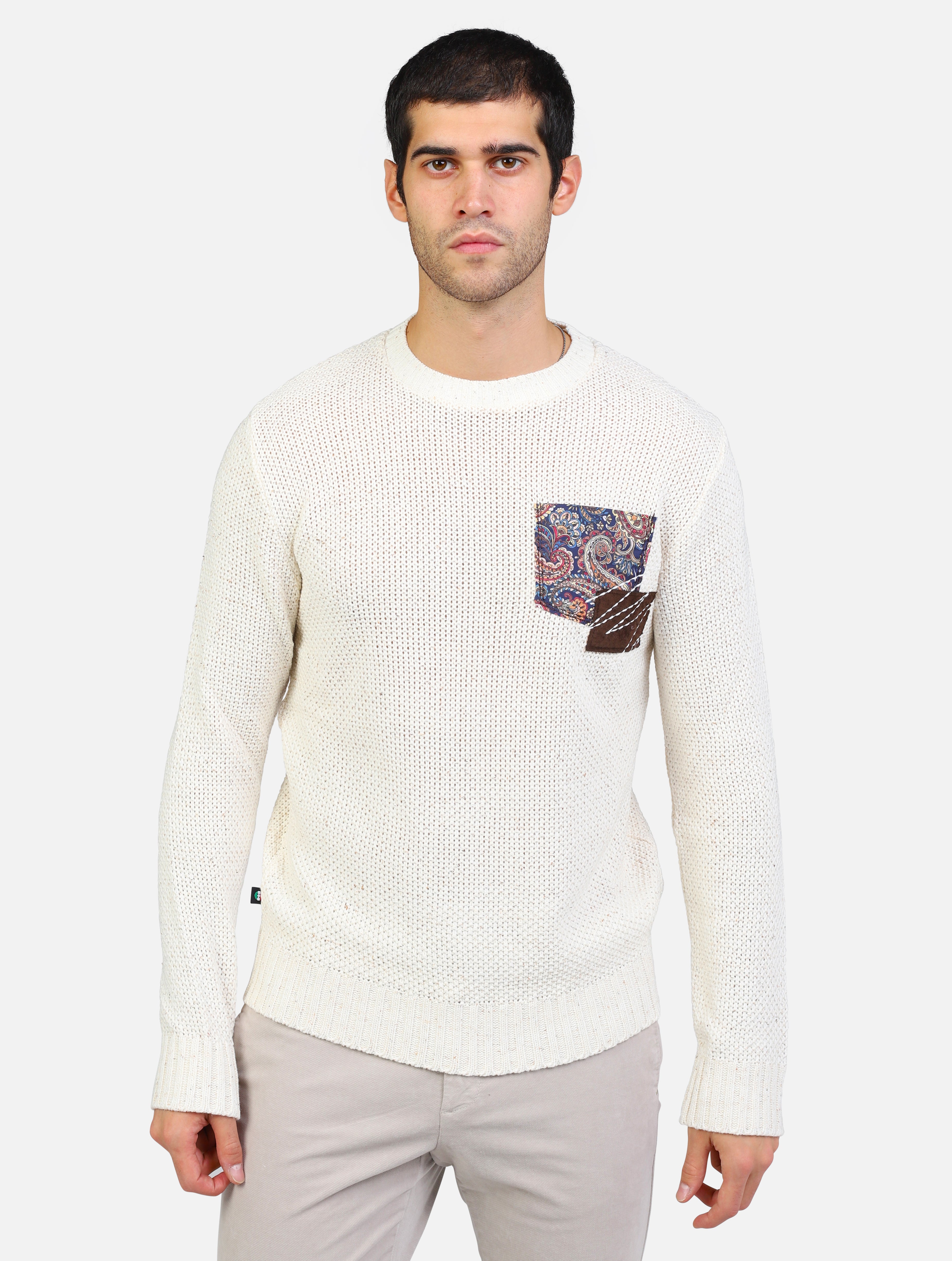 maglione punto riso con patch