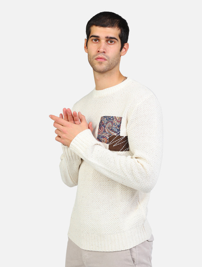 maglione punto riso con patch