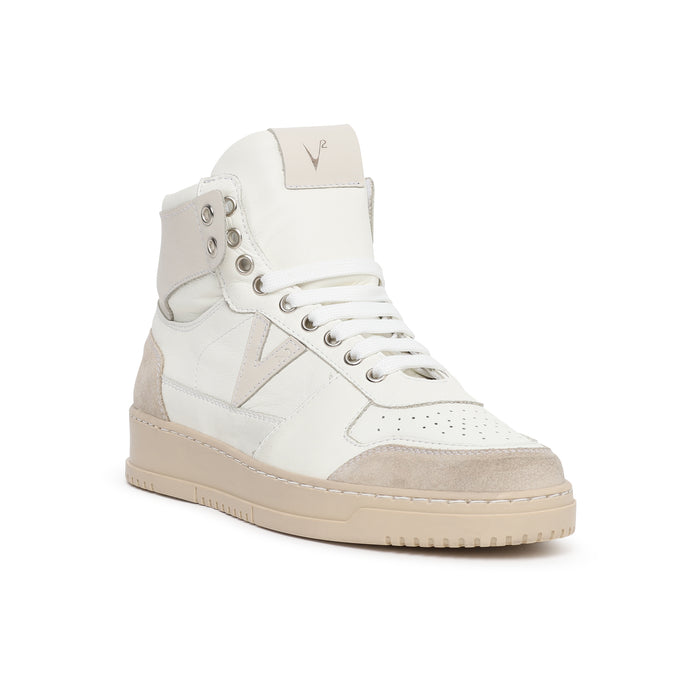 sneakers high college in pellame nappa bianco e fondo gomma