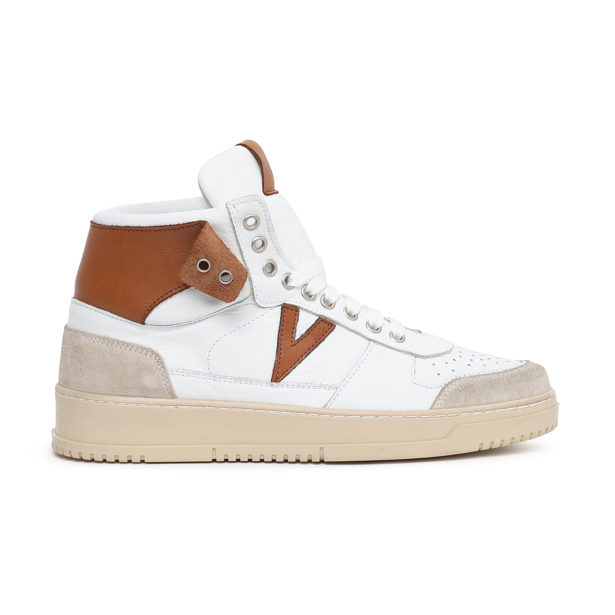 Sneakers high college beige-cuoio uomo 