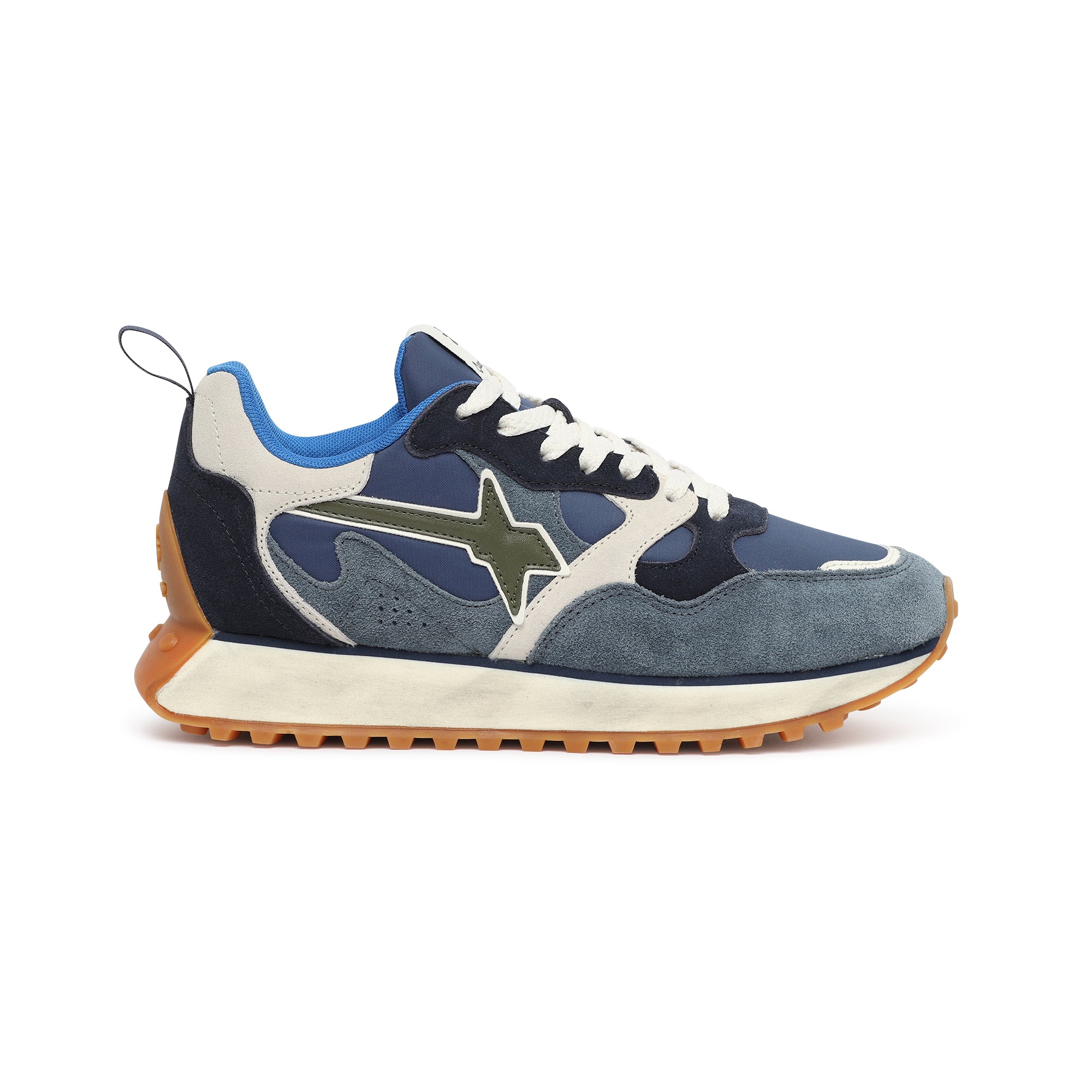 Sneakers in pelle e tessuto tecnico dust-navy-azure uomo 