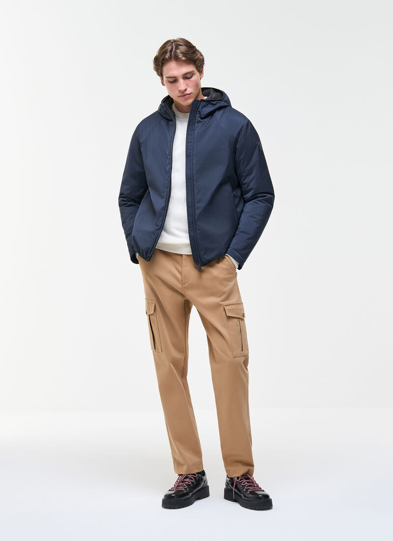 Piumino con cappuccio blu uomo 