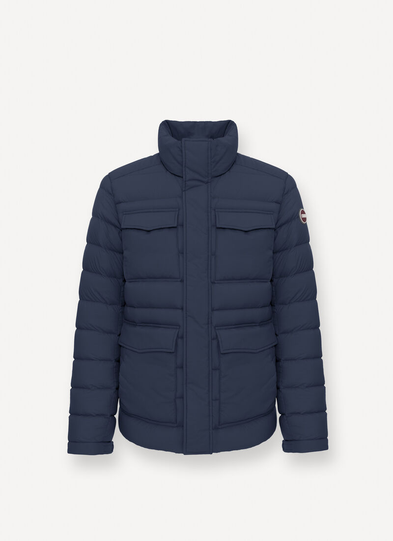 Piumino con 4 tasche patch blu uomo 