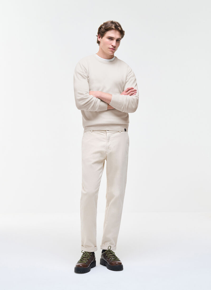 Maglia girocollo  manica lunga beige uomo 