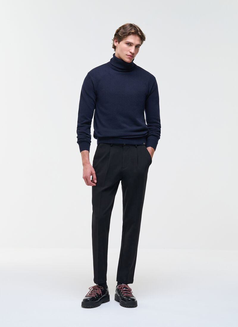 Maglia collo alto manica lunga blu uomo 