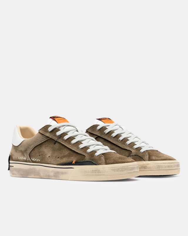 Scarpa bassa scamosciata con tallone pelle bianco marrone uomo 