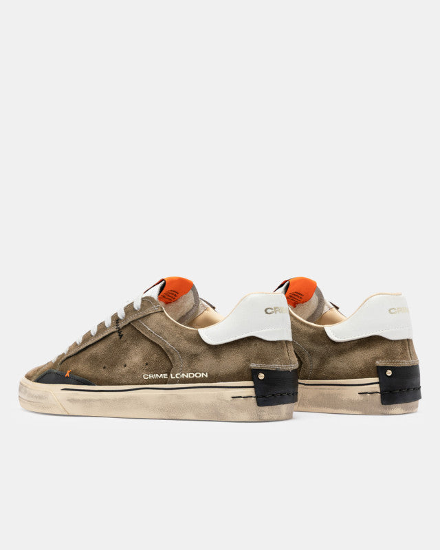 scarpa bassa scamosciata con tallone pelle bianco