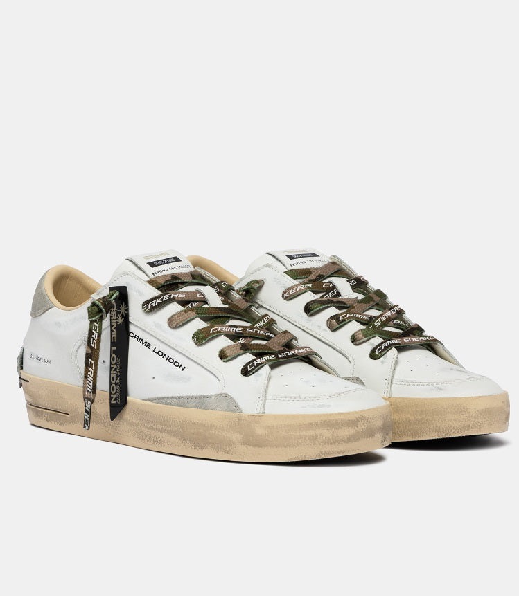 Scarpa bassa in pelle con tallone in camoscio grigio bianco grigio uomo 