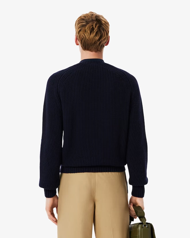 maglione girocollo con logo lacoste