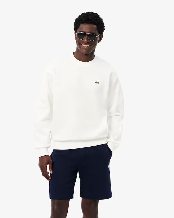 Felpa classica girocollo con logo lacoste bianco uomo 