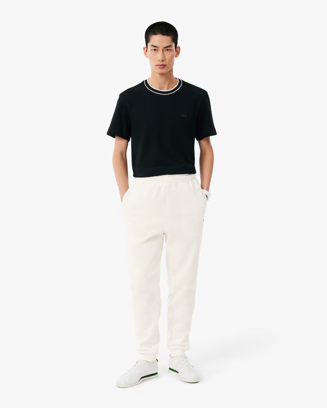 Pantalone in felpa classico con logo lacoste bianco uomo 