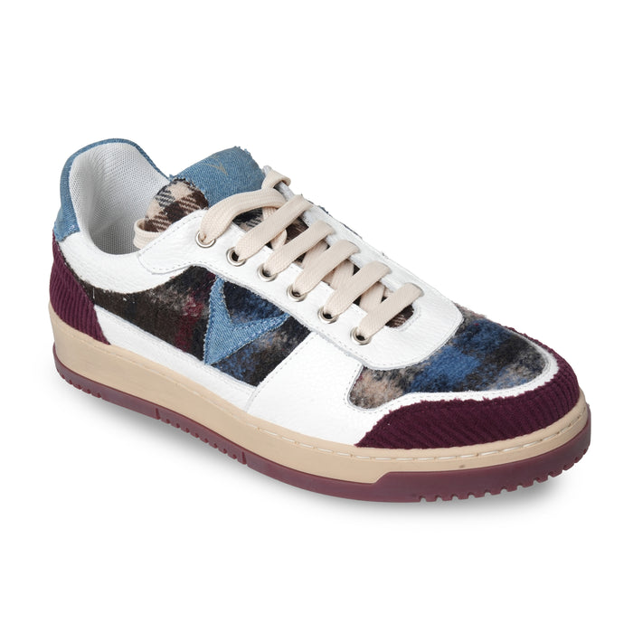 sneakers bianco college patchwork bordeaux