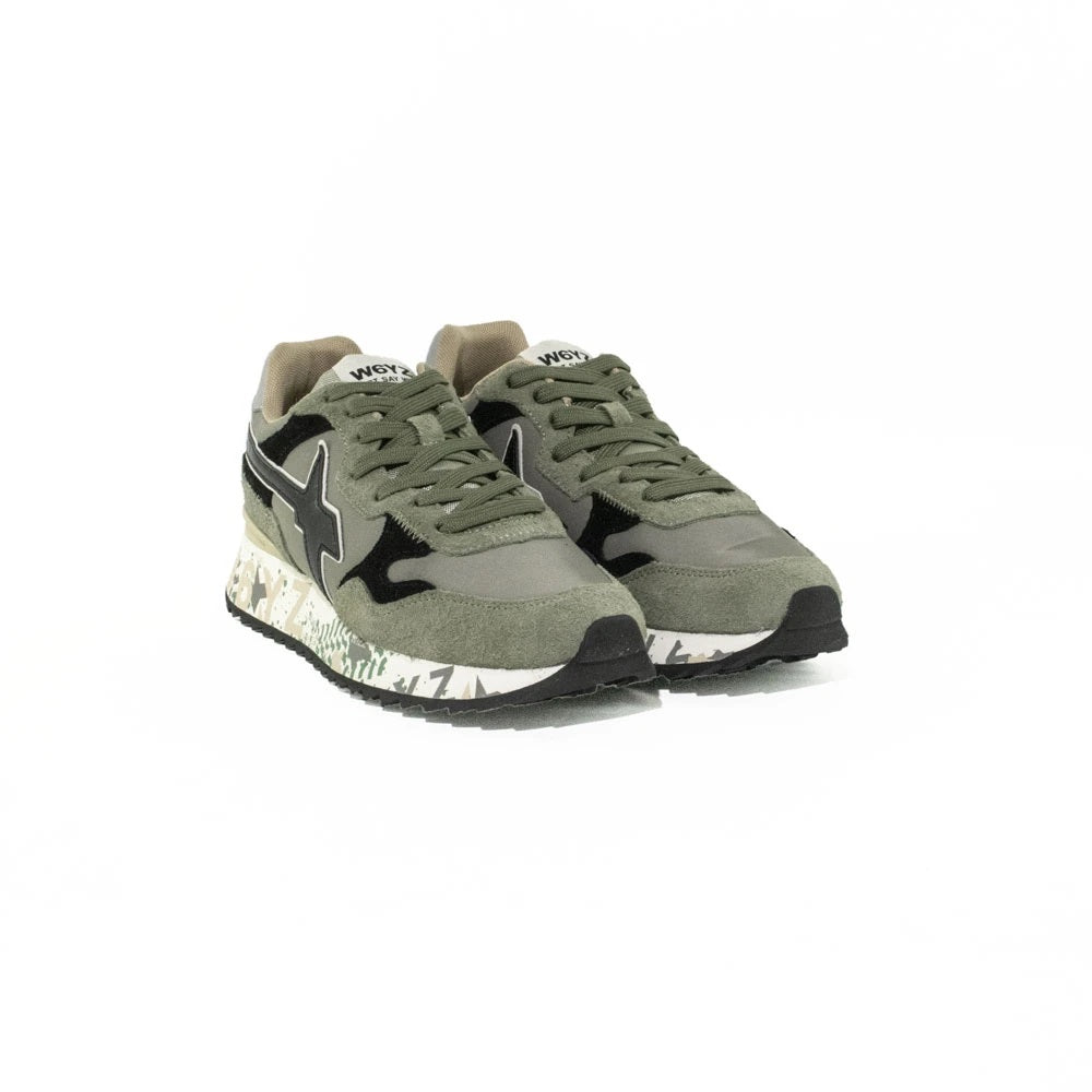 Sneakers brushed nylon print verde uomo 