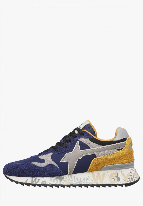 Sneakers brushed nylon print blu uomo 