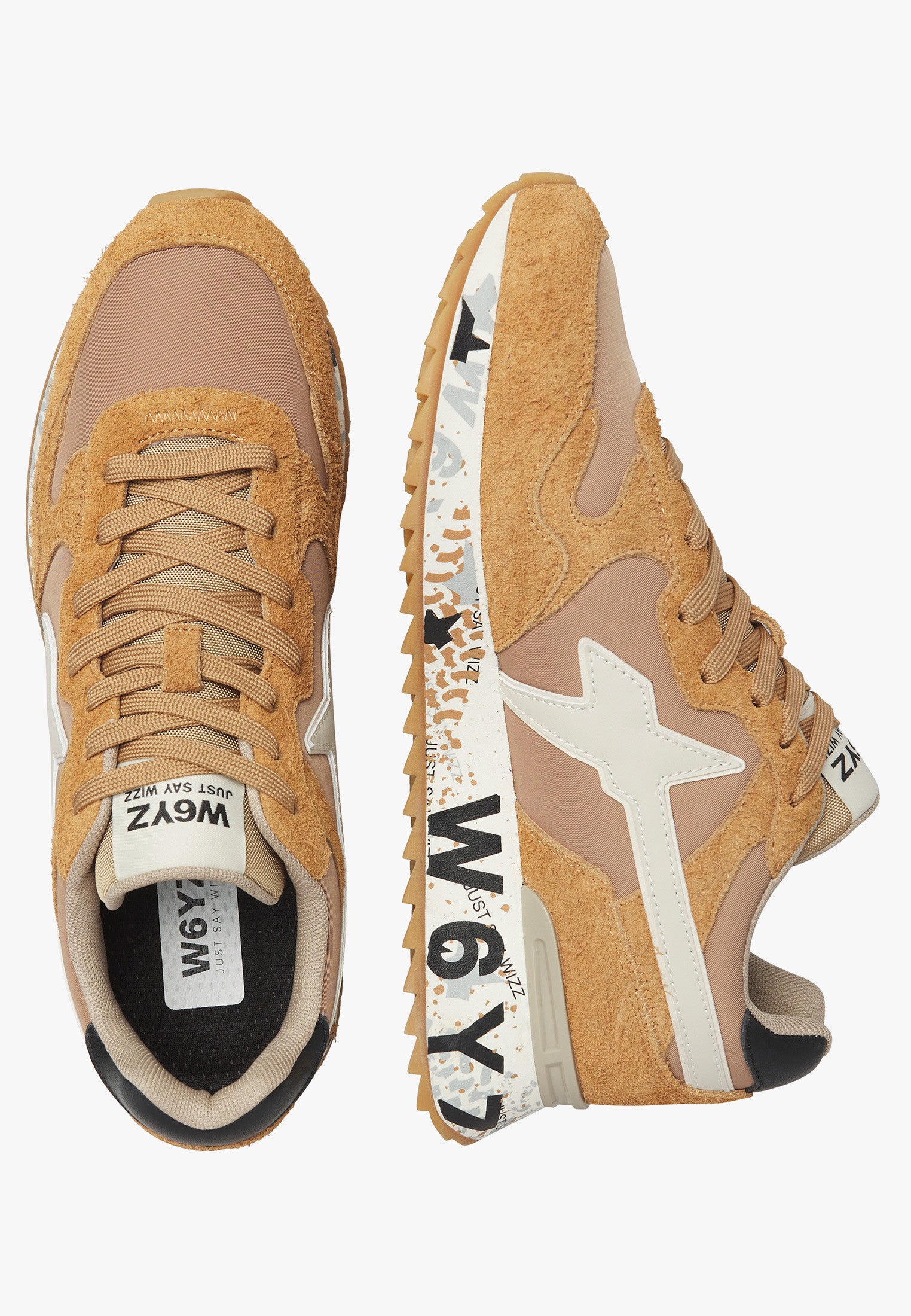 Sneakers brushed nylon print marrone uomo 