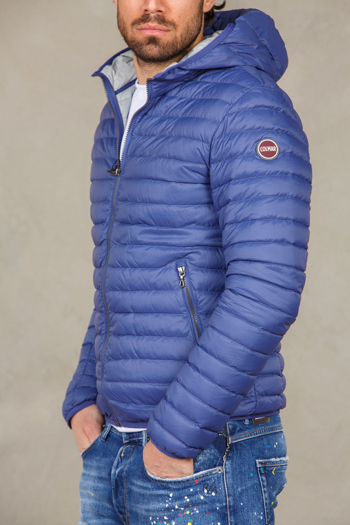 Urban man down jacket with side logo hood. 1277R8VXNAVY - 540