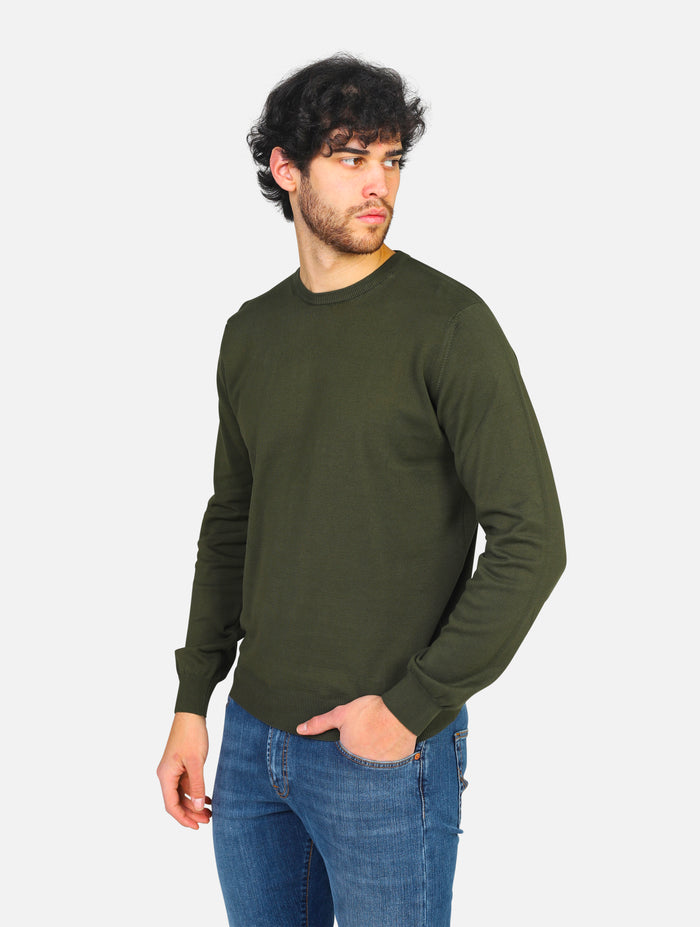 Pullover girocollo delavè con balza e polsini - 4479T3XMVERDE 382<BR/>