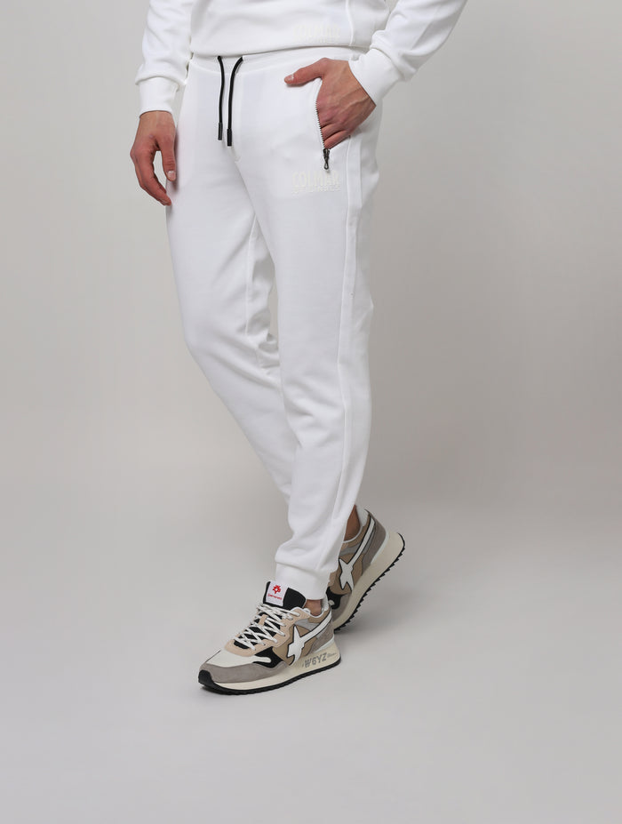 Pantaloni elasticizzati in vita, in maglia a costine con coulisse di regolazione tasche laterali con zip. Taschino posteriore, fondo elasticizzato in maglia a costine - 61058XQ01-BIANCO