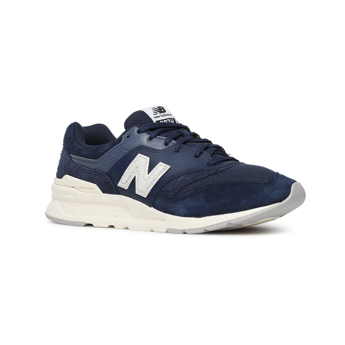 Sneaker scamosciata blu con intersuola alta in eva ammortizzata in encap, con logo newbalance 574 athletics sulla linguetta e scritta posteriore - CM997HPBBLU