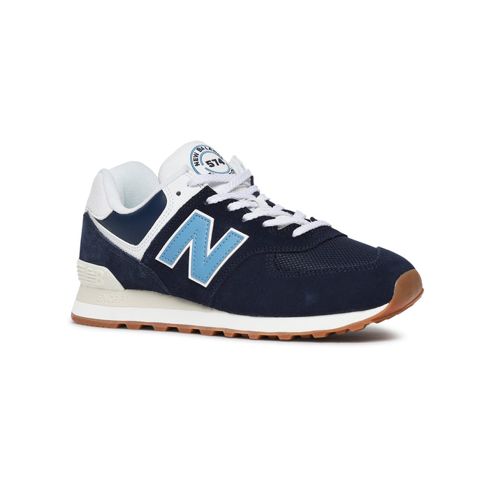 Sneaker scamosciata con intersuola in eva ammortizzata in enca, logo newbalance 574 athletics sulla linguetta e scritta posteriore - U574BU2BLU