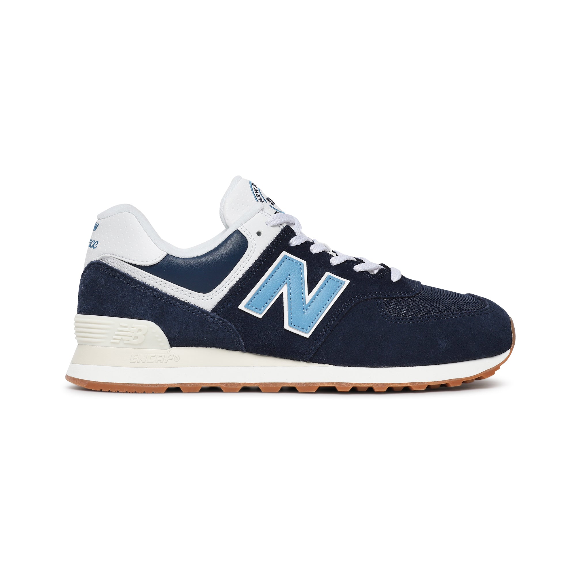 Sneaker scamosciata con intersuola in eva ammortizzata in enca, logo newbalance 574 athletics sulla linguetta e scritta posteriore - U574BU2BLU