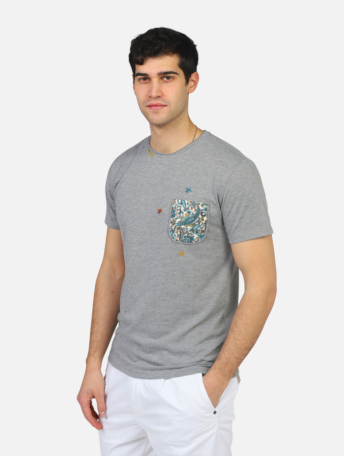 t-shirt #JOB 11928TASCHINO RICAMOGRIGIO