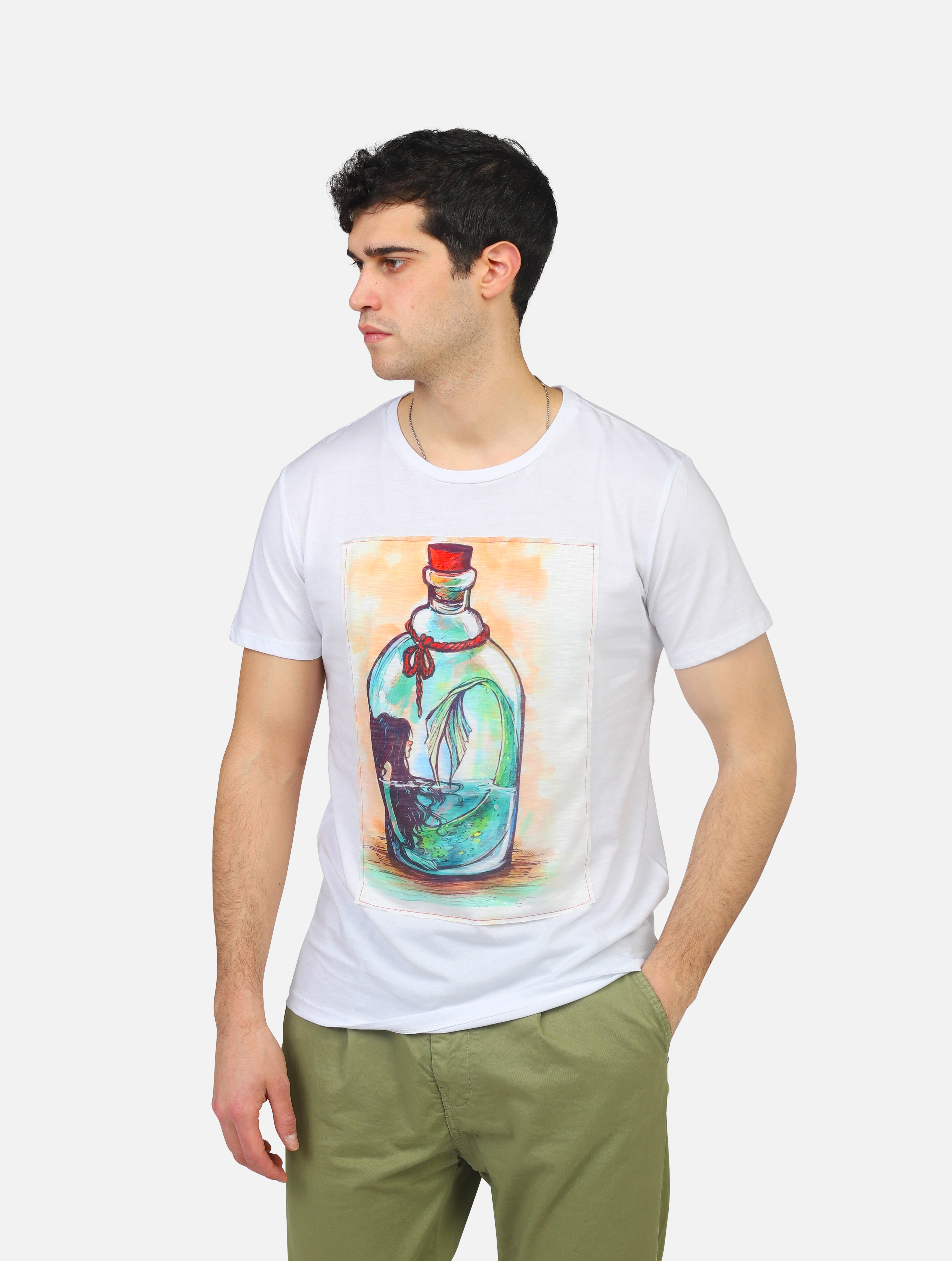 t-shirt #JOB 11929MERMAID BOTTLEBIANCO