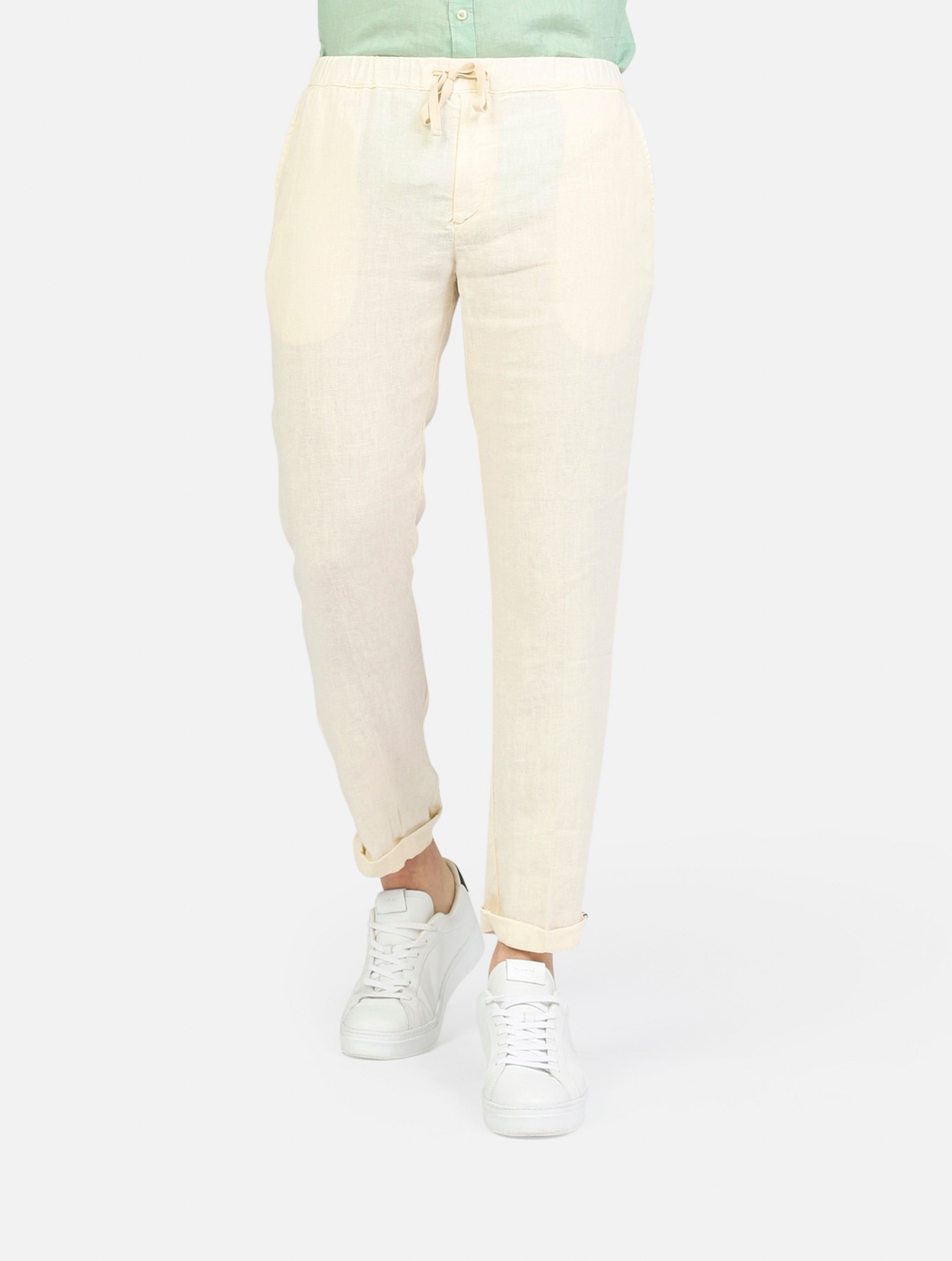 pantalone CLARK LEWIS-T036RELAXED PANT LINOIVORY