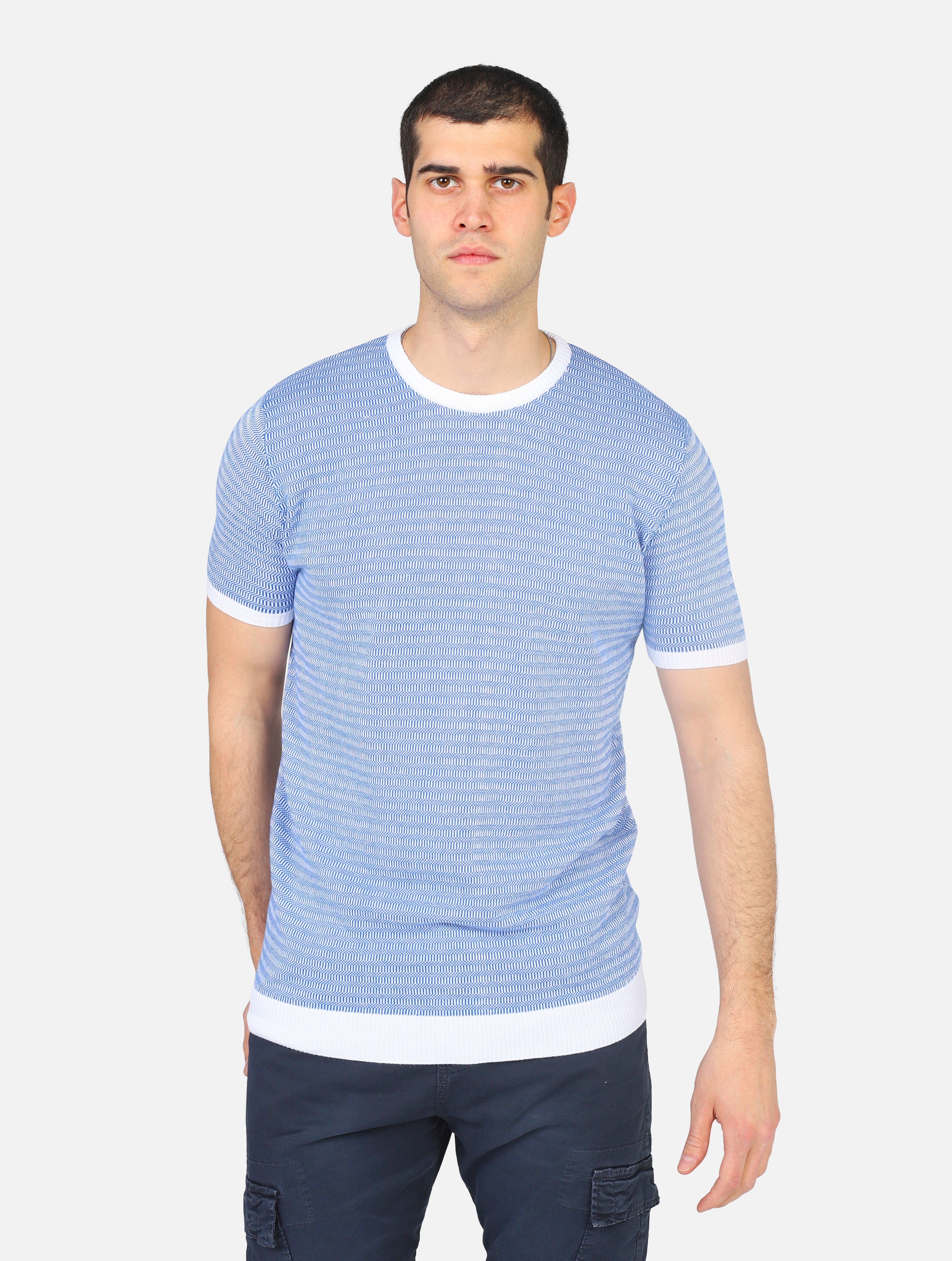 T-shirt en avance  bianco-blu uomo 