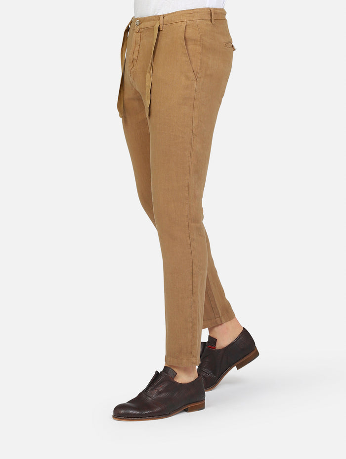 pantalone GIANNI LUPO MICHIGAN-S24PANTALACCIO LINOCAMEL