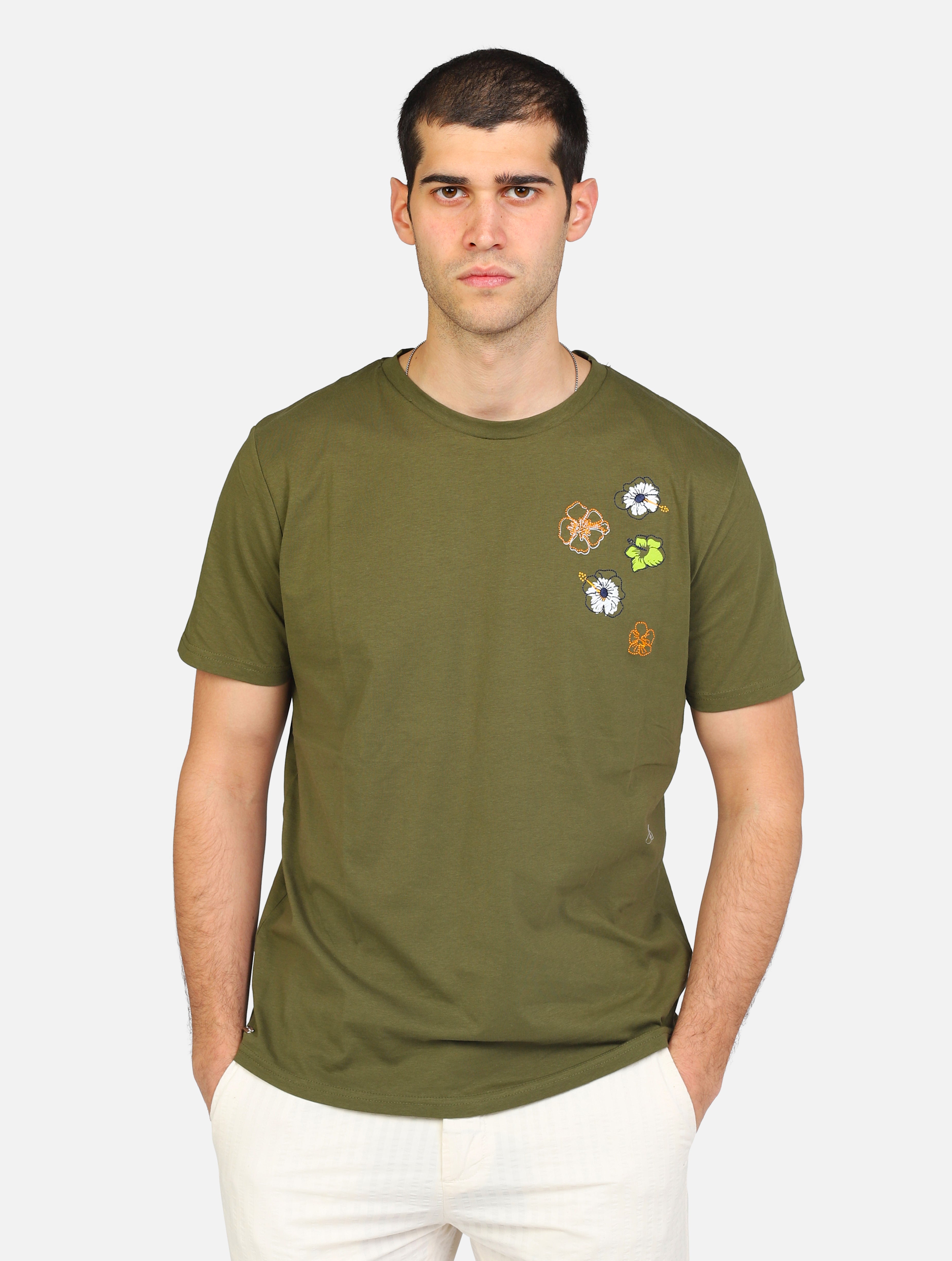 T-shirt markup mk691063 t-shirt con ricamo a manomilitare militare uomo 