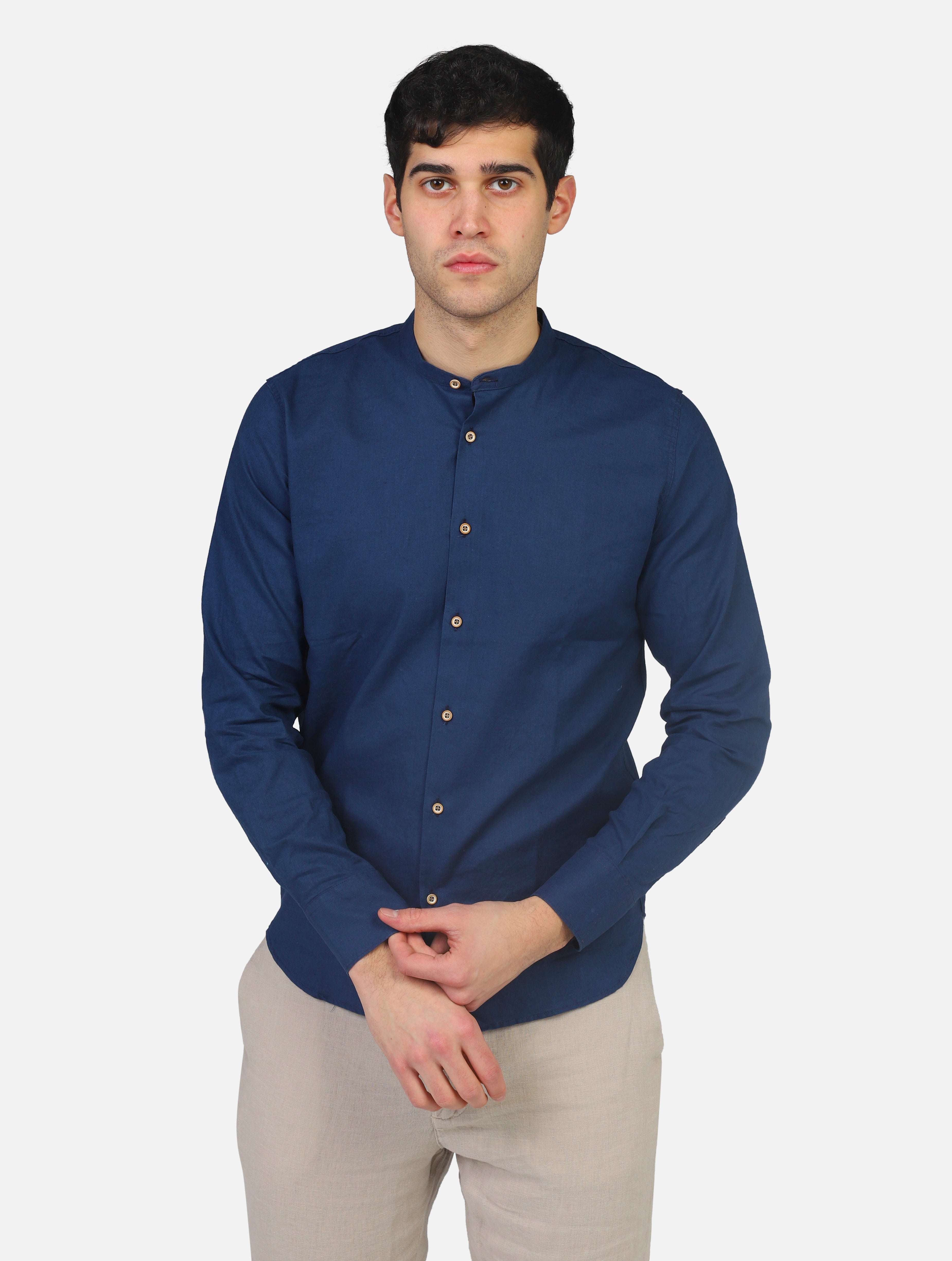 Camicia private label  navy uomo 