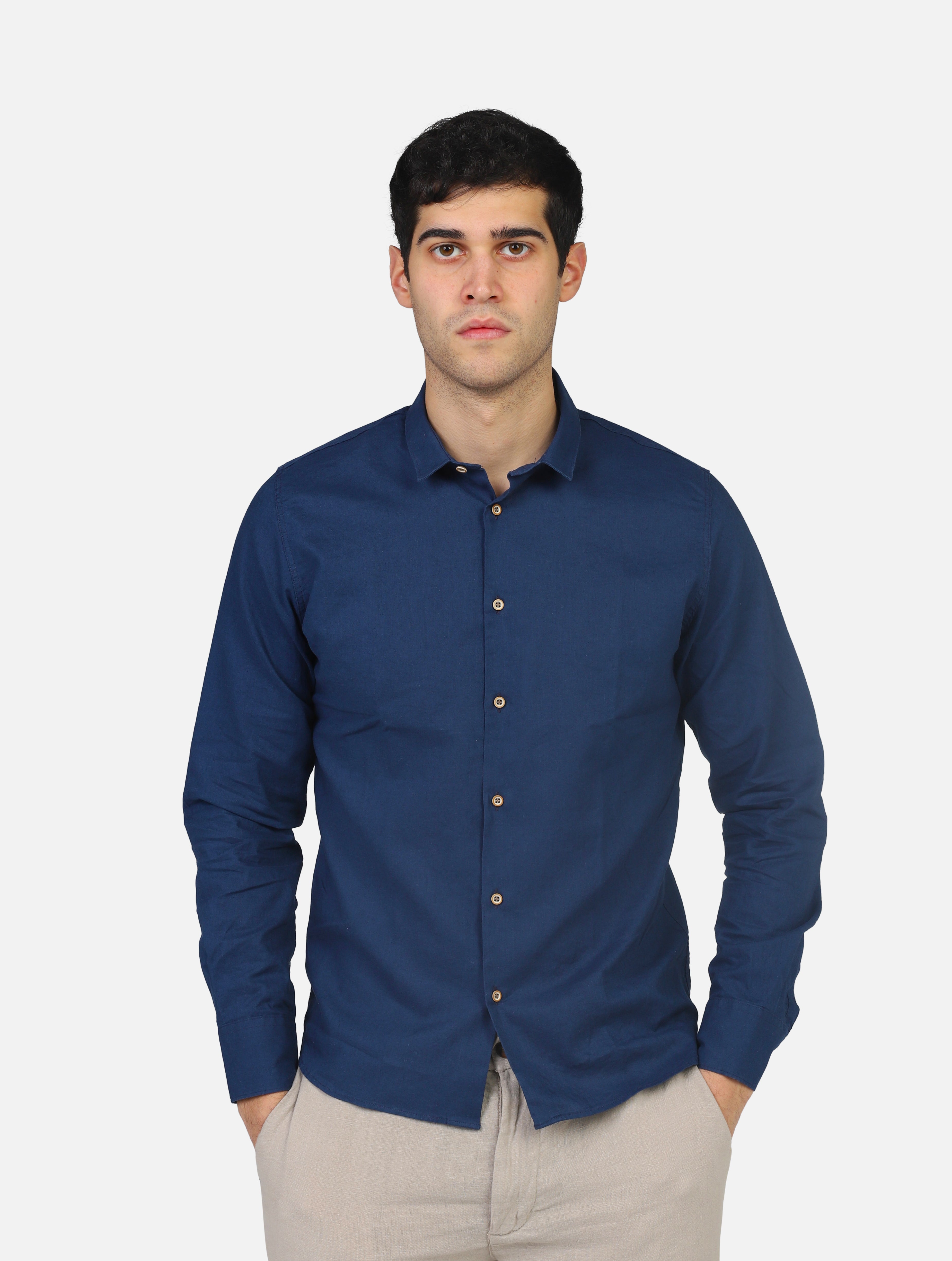 Camicia private label  navy uomo 