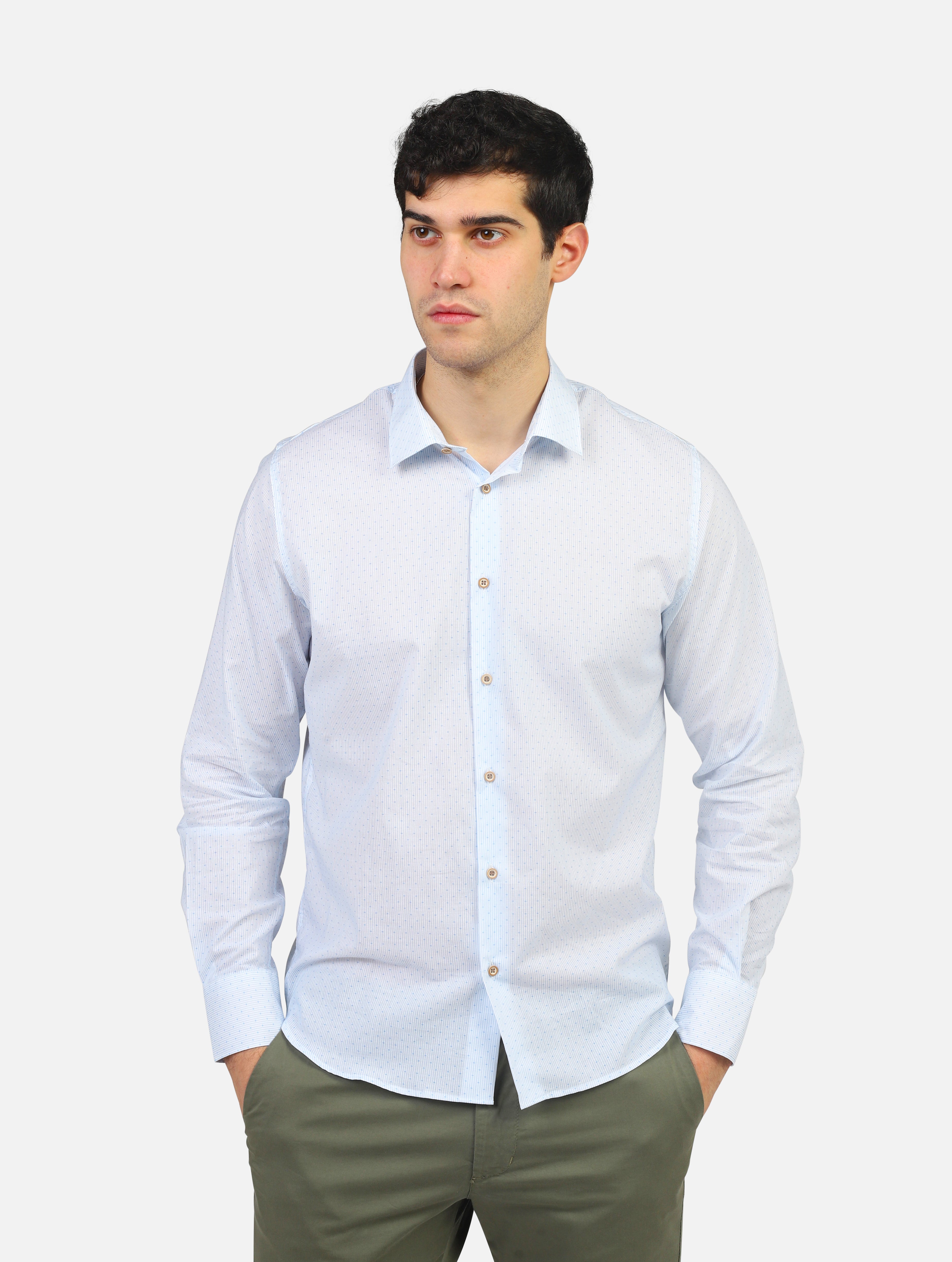 Camicia private label  celeste uomo 