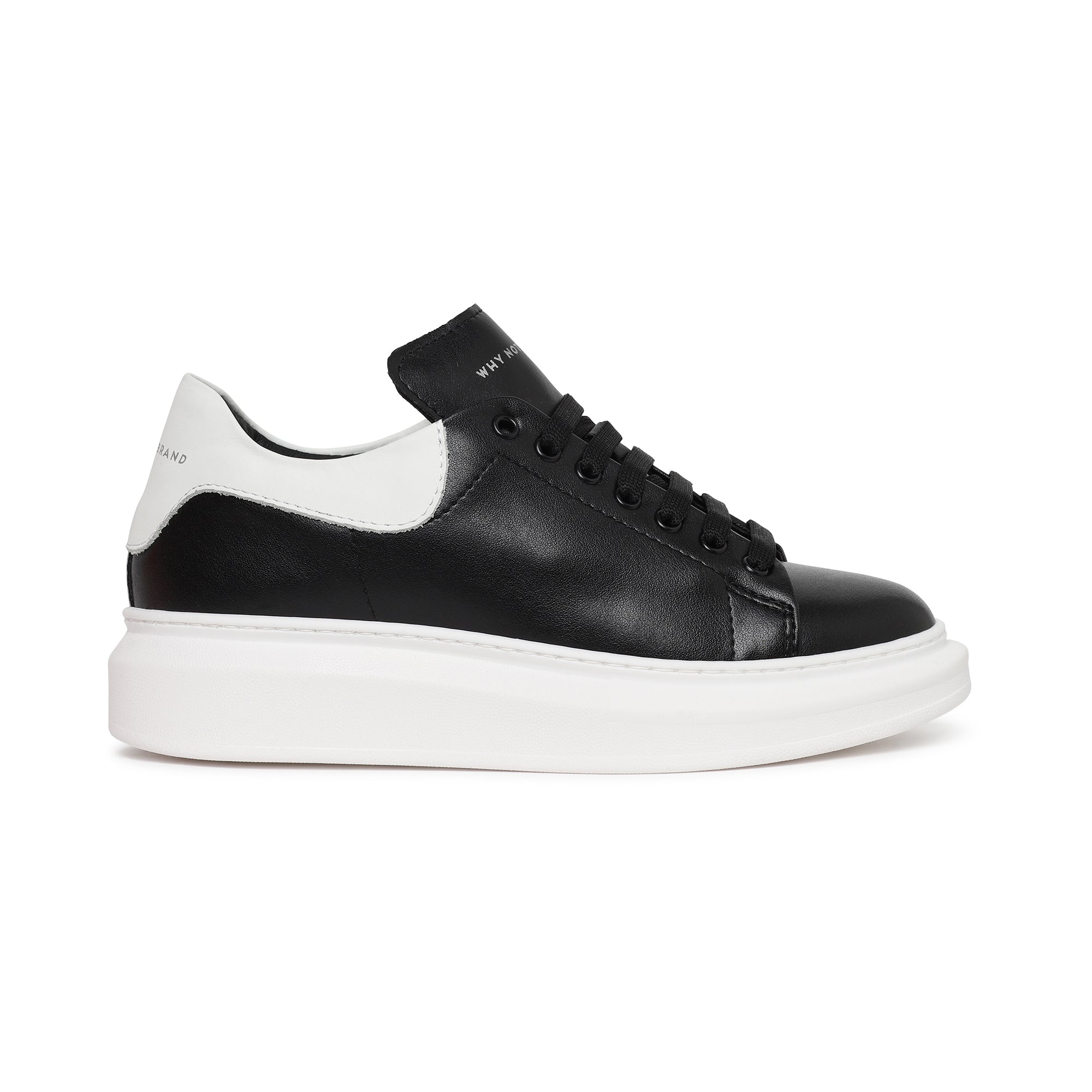 Art star leather sne14: sneakers in pura pelle nero-bianco uomo 