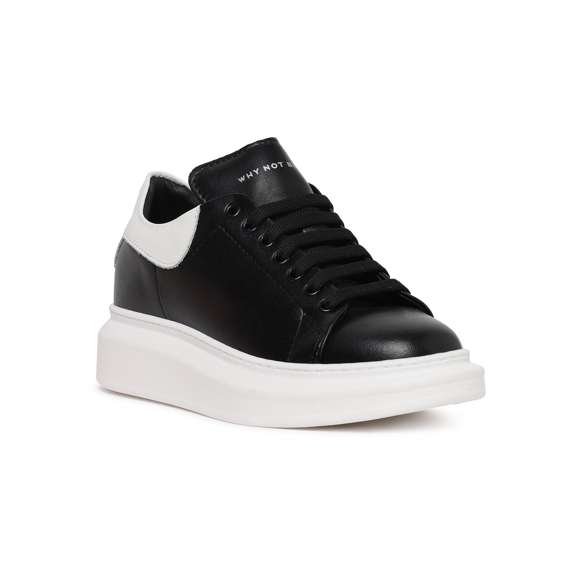 Art star leather sne14: sneakers in pura pelle nero-bianco man  - 2