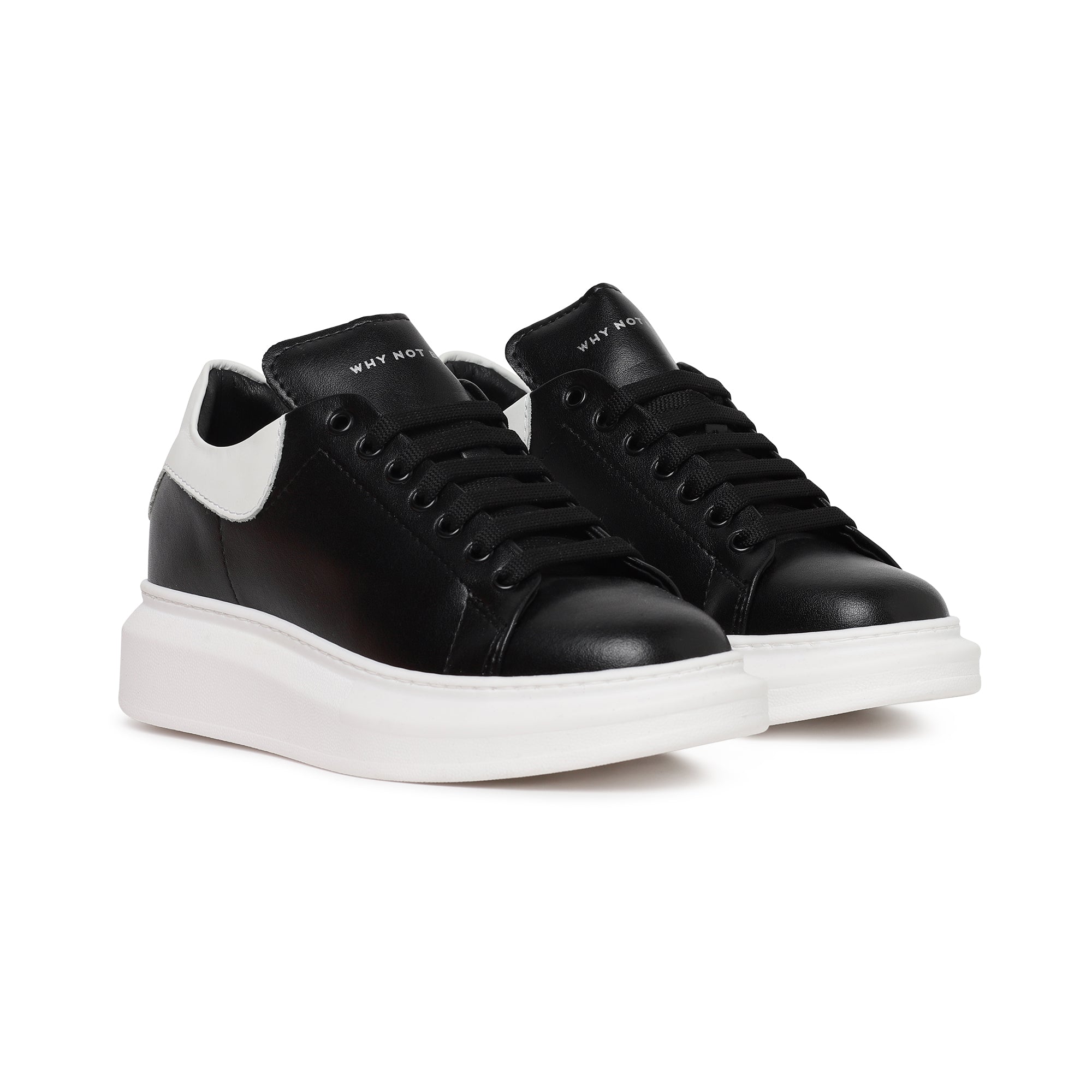 Art star leather sne14: sneakers in pura pelle nero-bianco man  - 4