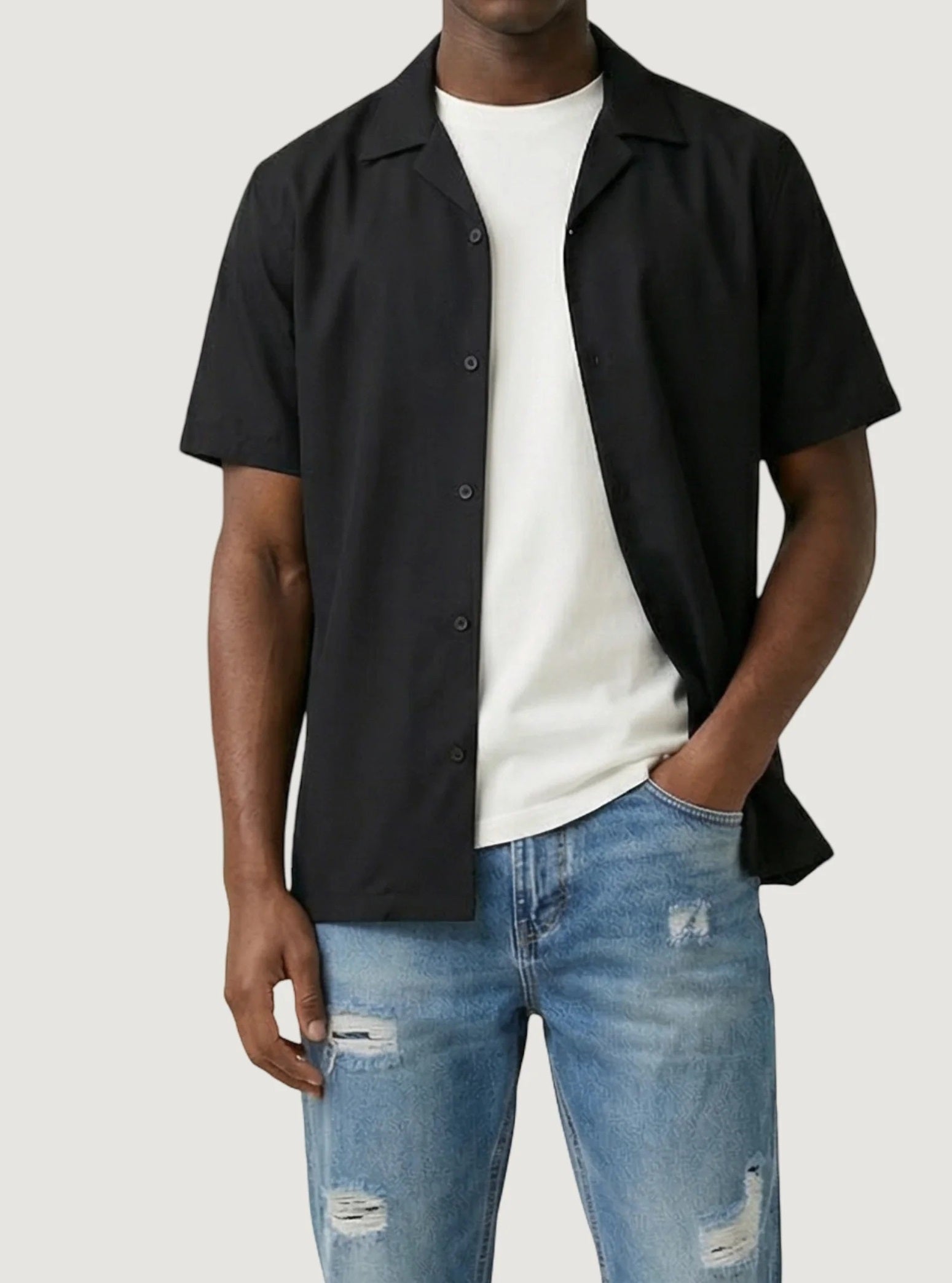 Overshirt tasche applicate nero uomo 