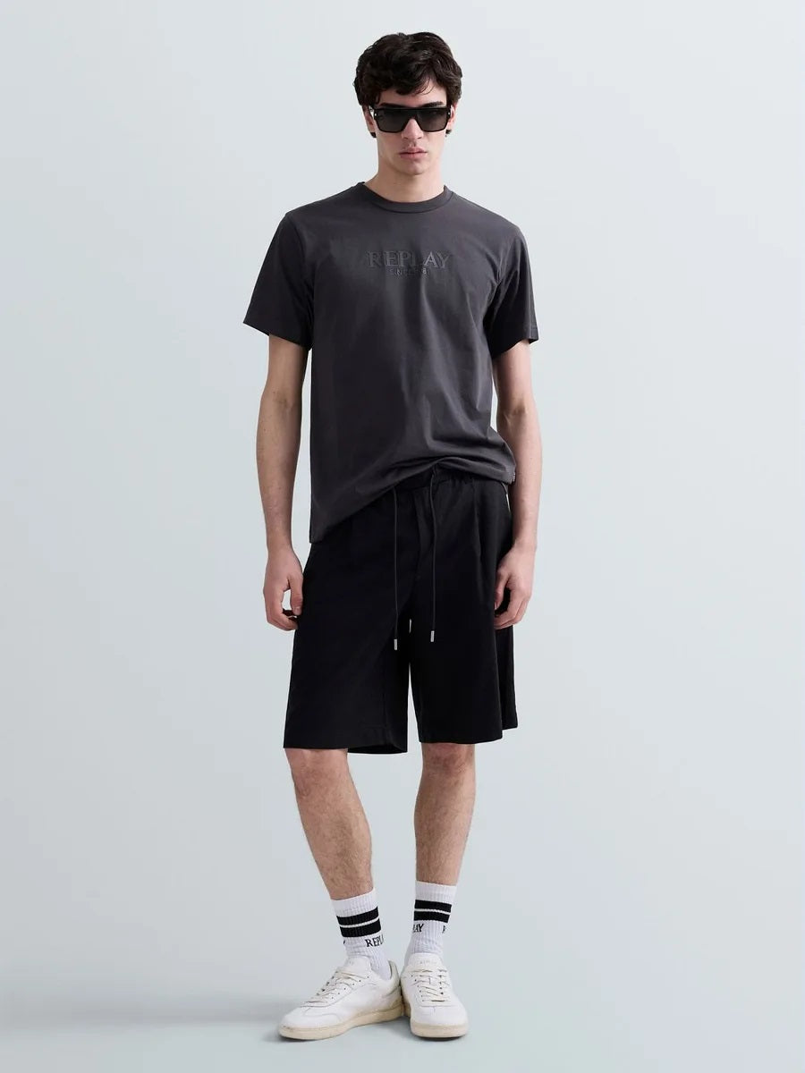 Bermuda con elastico nero uomo 