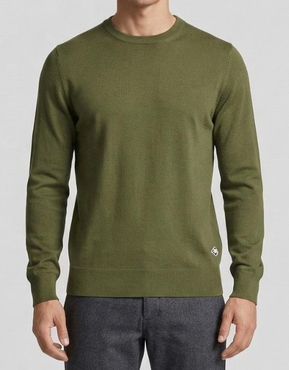 Maglia crew neck cotton verde uomo 