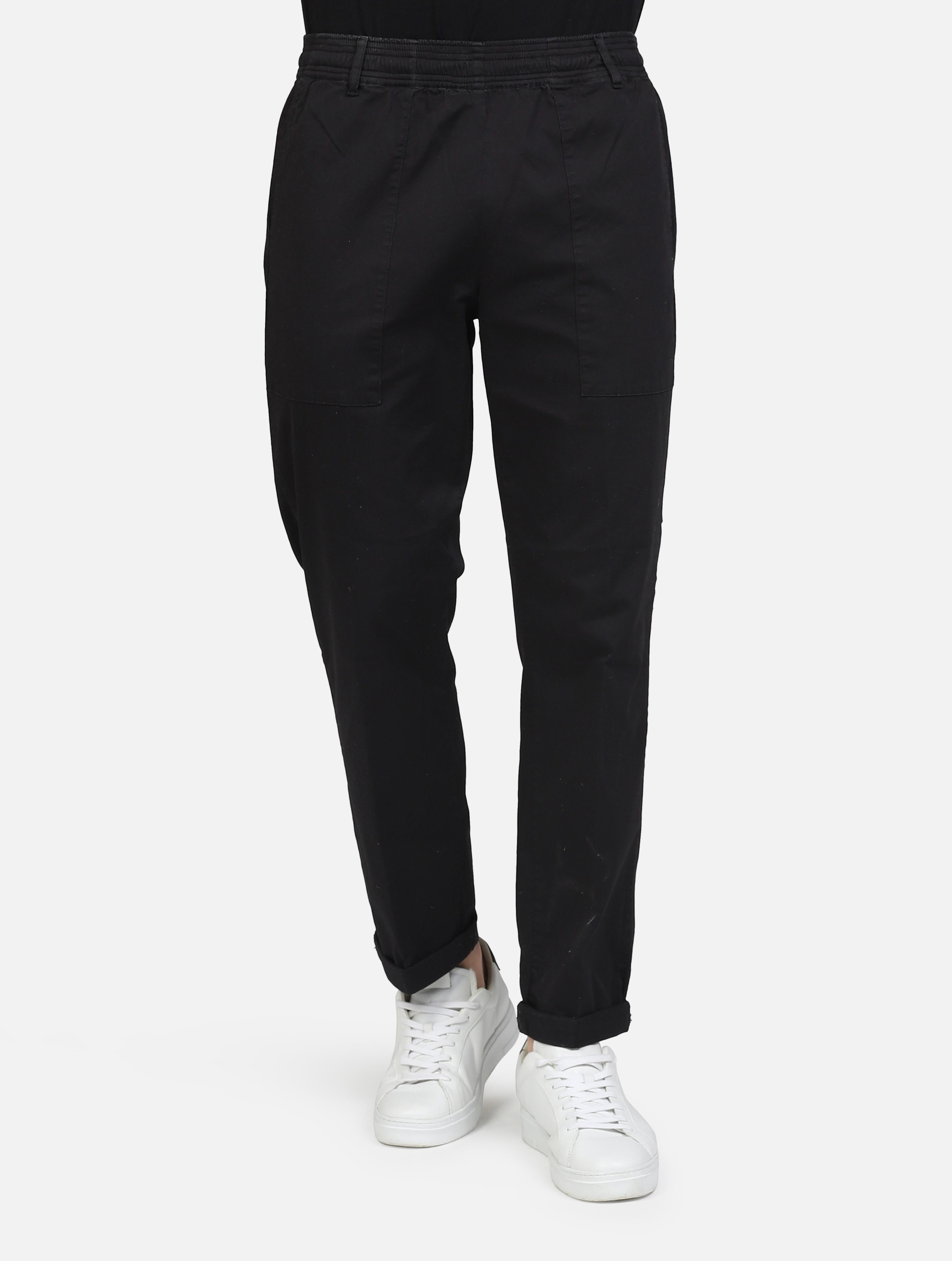 art. hook_2187: pantalone fatigue lungo con elastico in cintura relaxed fit