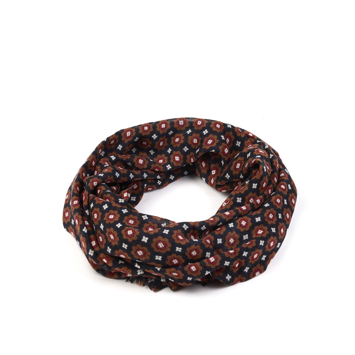 Roma sciarpa ricamata in pura lana vergine marrone uomo 