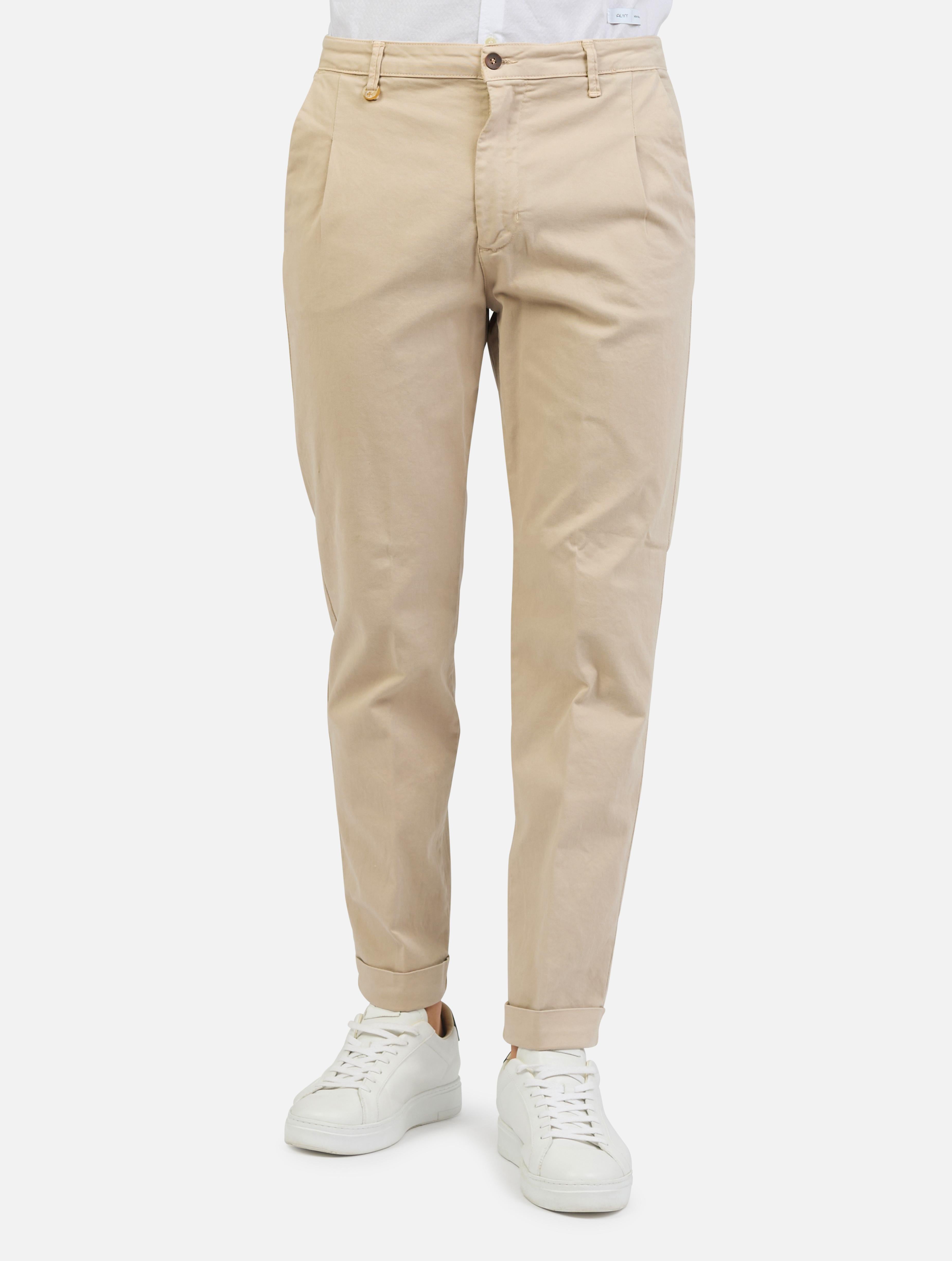 Pantalone classico con le tasche a taglio beige uomo 