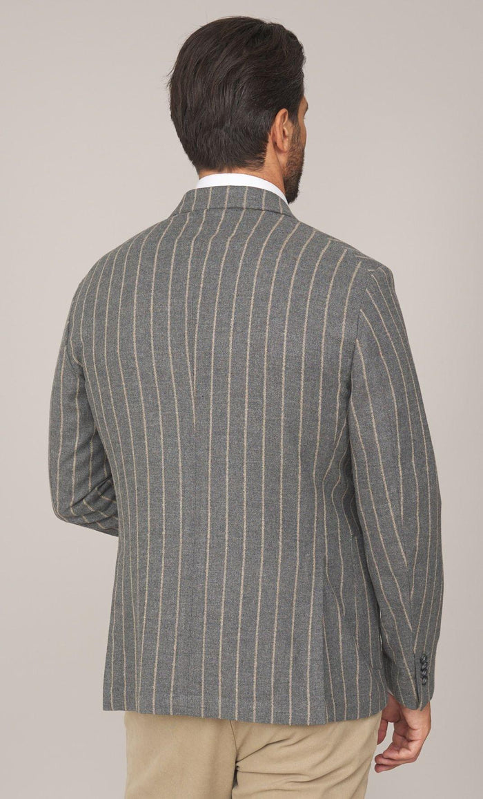 giacca tessuto gessato doppio petto con tasche applicate