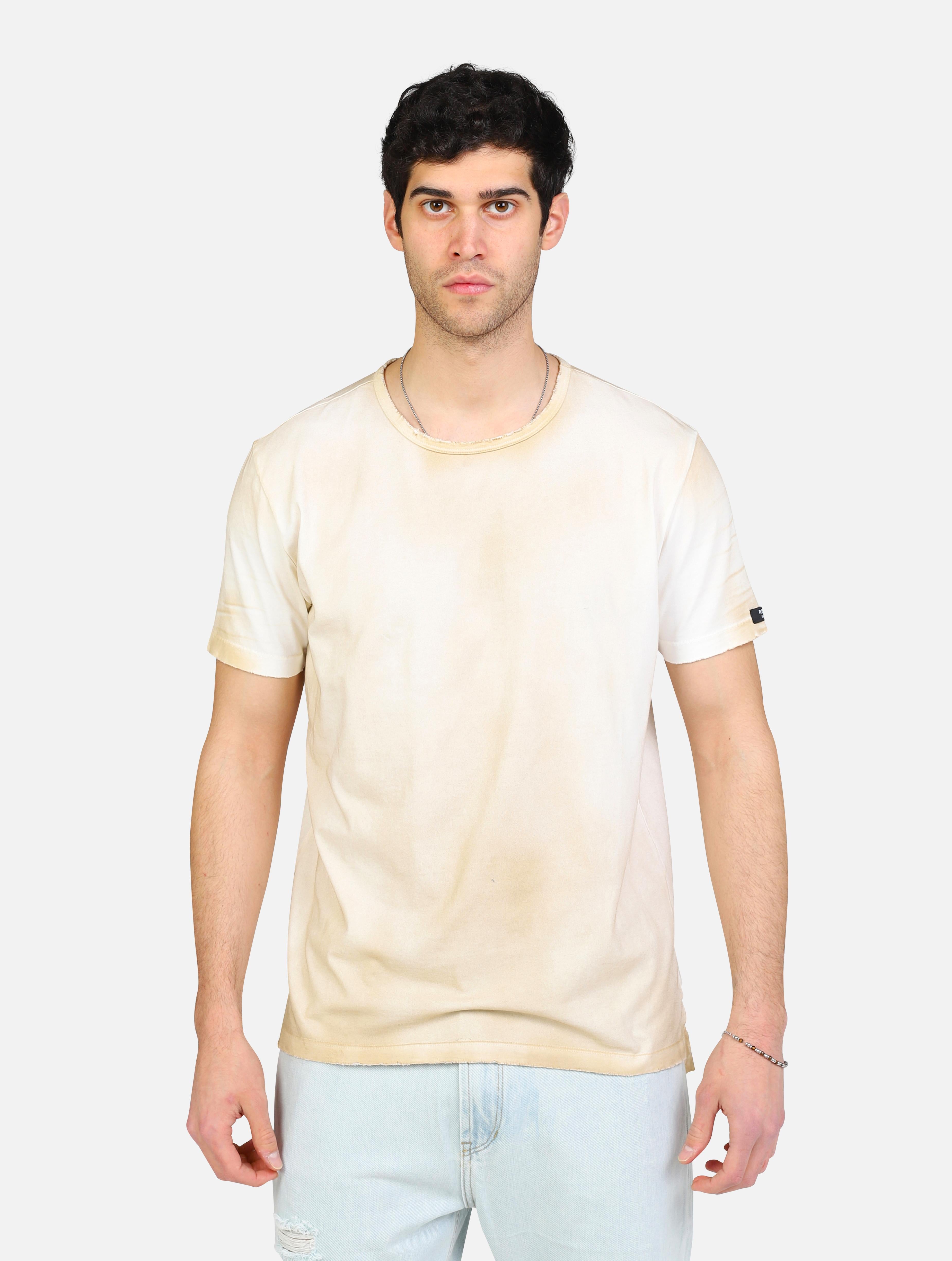 Art 17016196: t-shirt taglio vivo beige uomo 