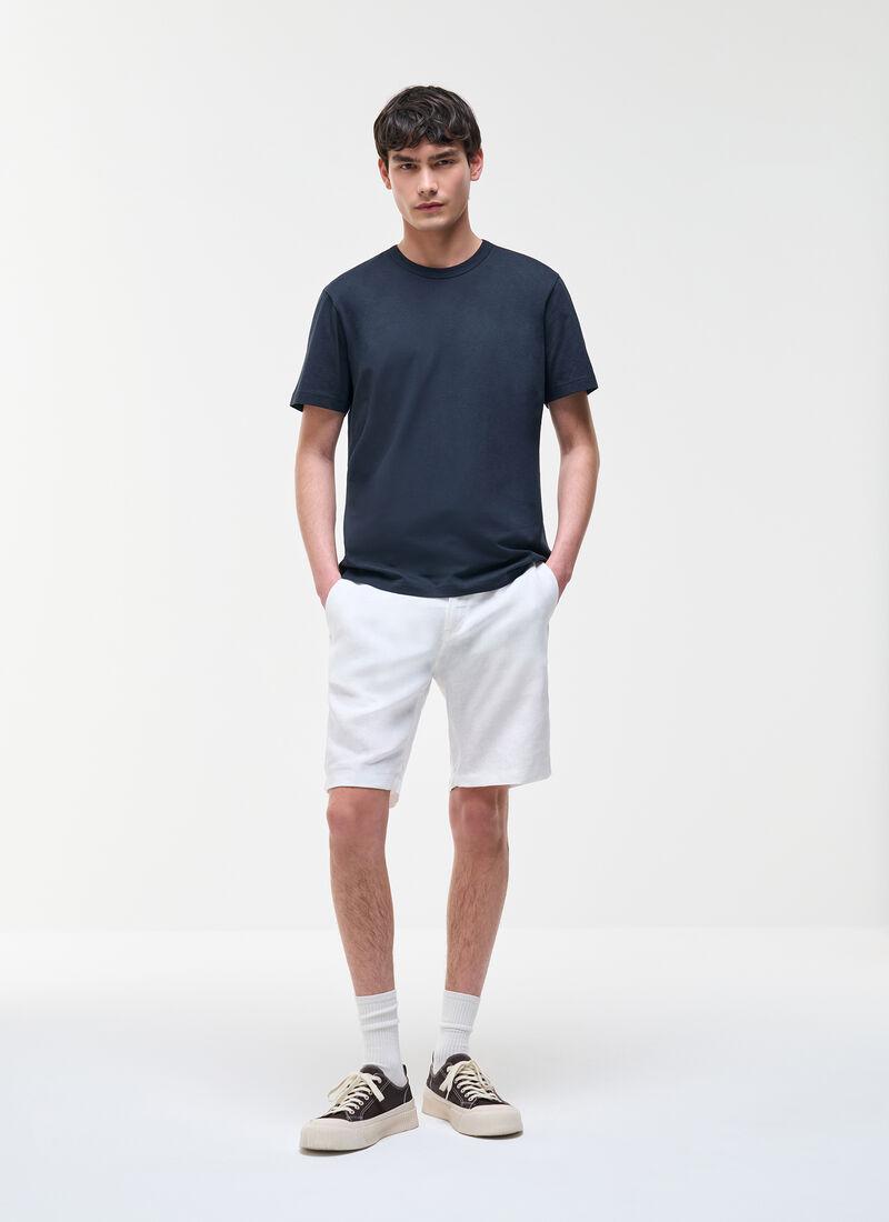 T-shirt logata in cotone blu uomo 