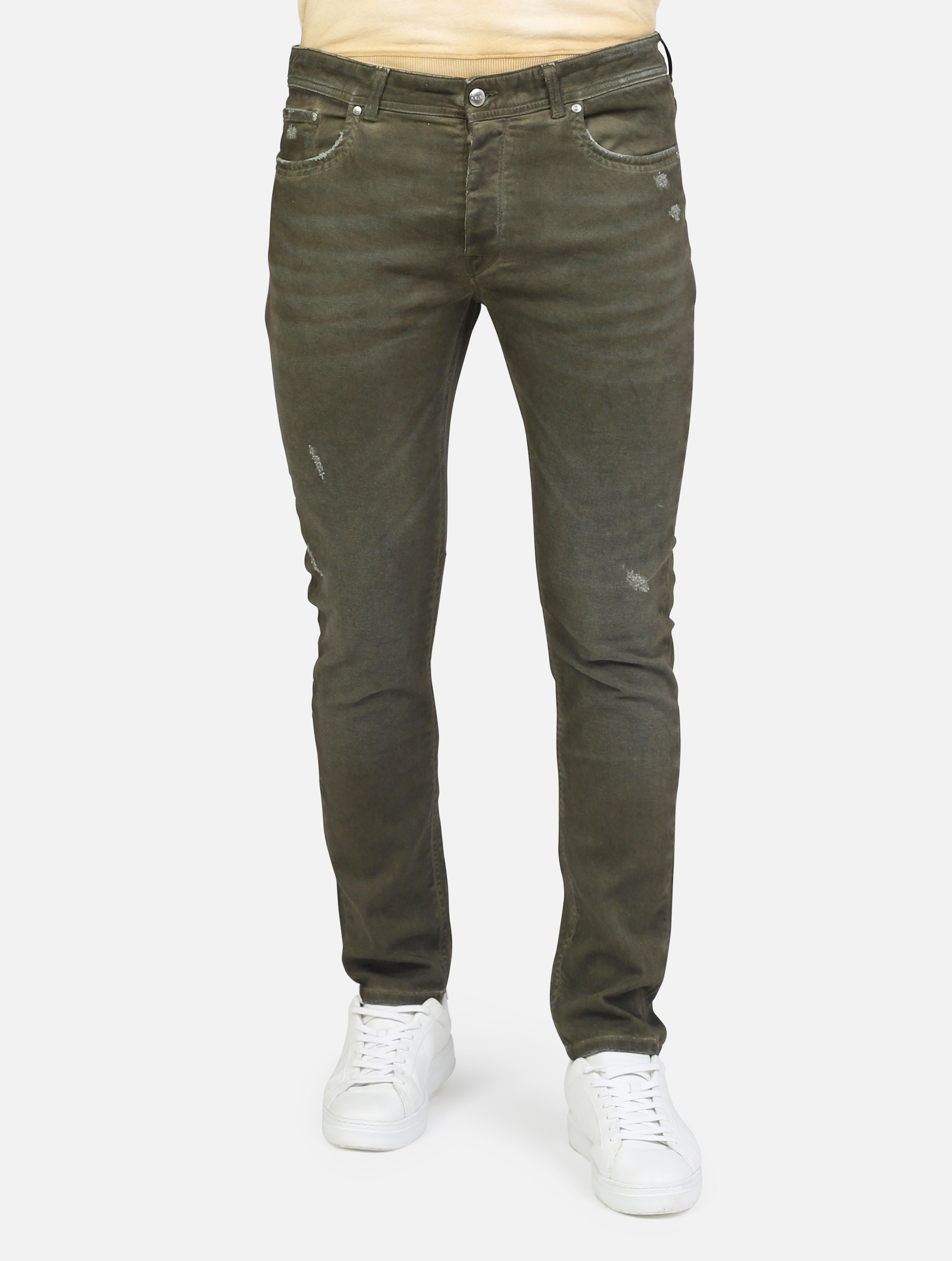 Art 19016193: jeans con leggere abrasioni verde uomo 