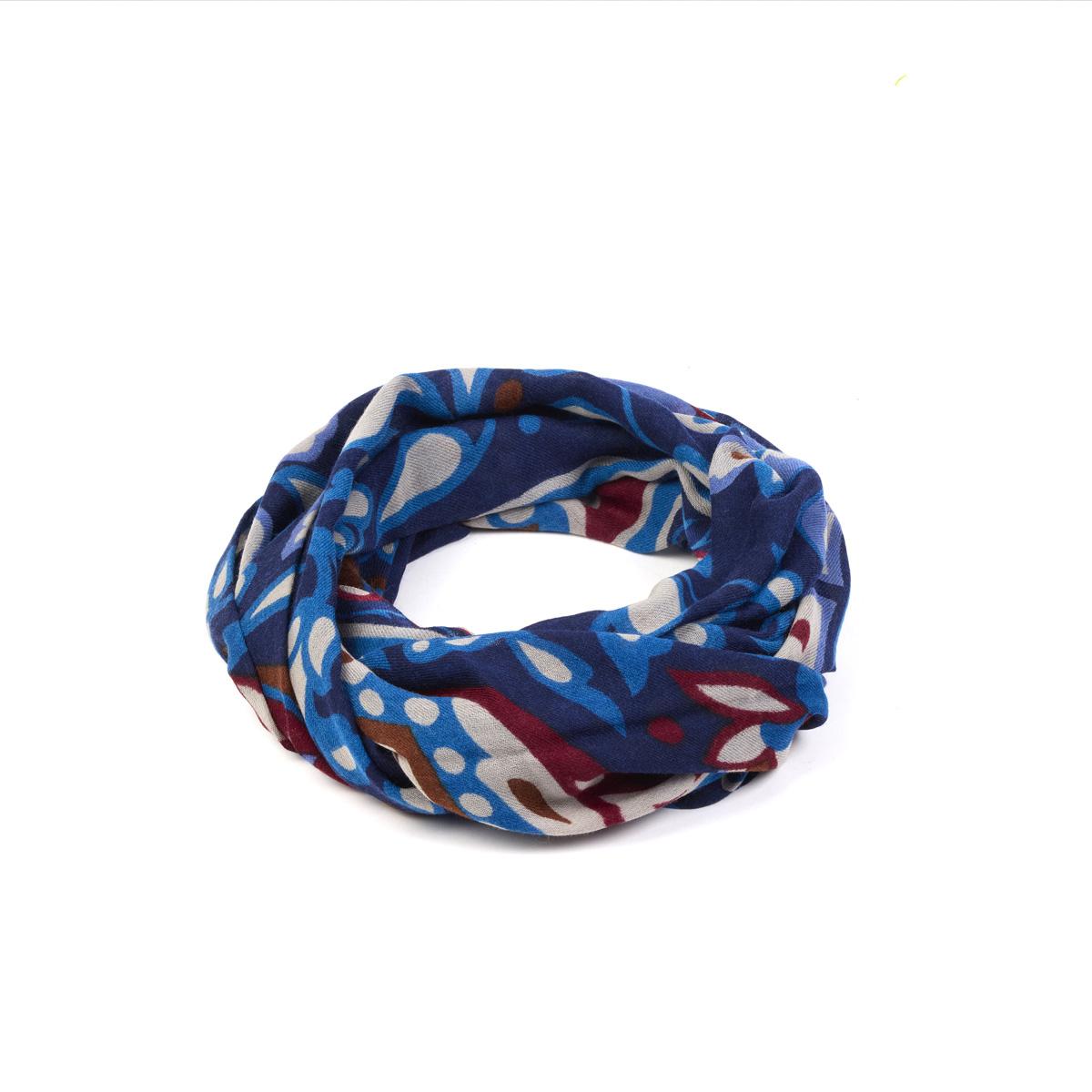 Blu sciarpa ricamata in pura lana vergine blu uomo 